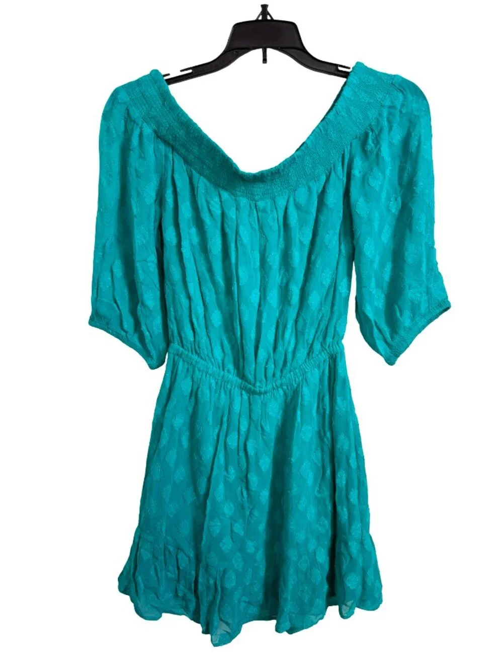 Lilly Pulitzer Rochelle Romper XS Green Off Shoulder Skirt Skort Boho Textured